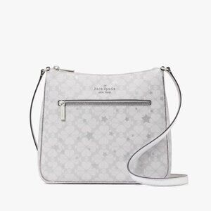 NWT Kate Spade - Spade Flower Star Toss Large Swingpack Crossbody Platinum Grey